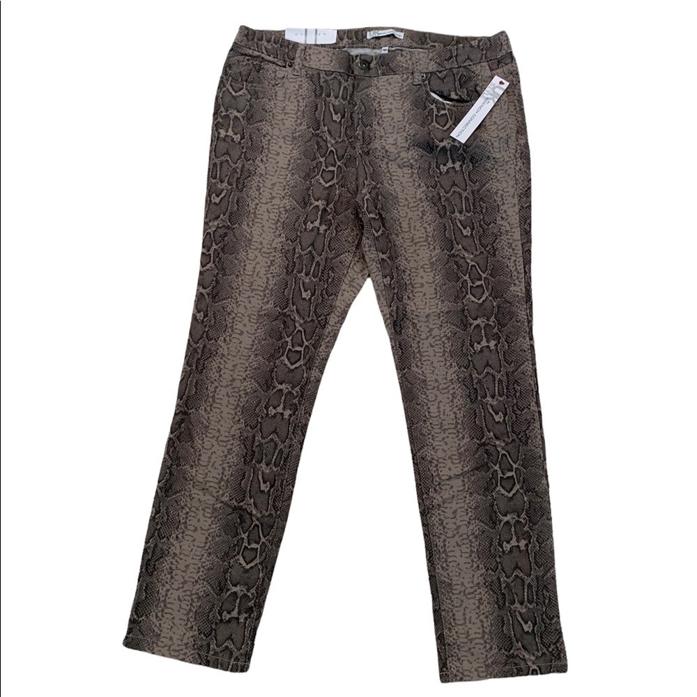 French Connection Python Chic Beige Crease Lightening Skinny Pants Size …